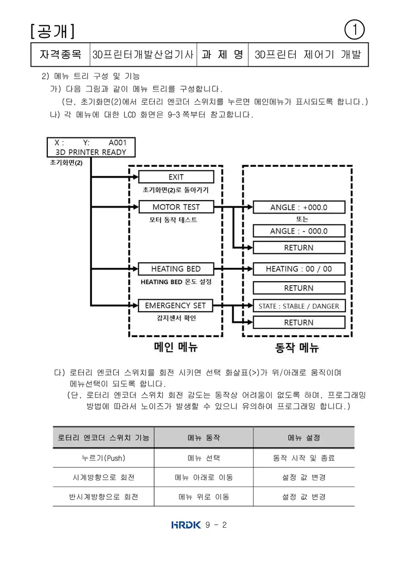 3D프린터개발산업기사 공개문제 2쪽 (한국산업인력공단 공식)