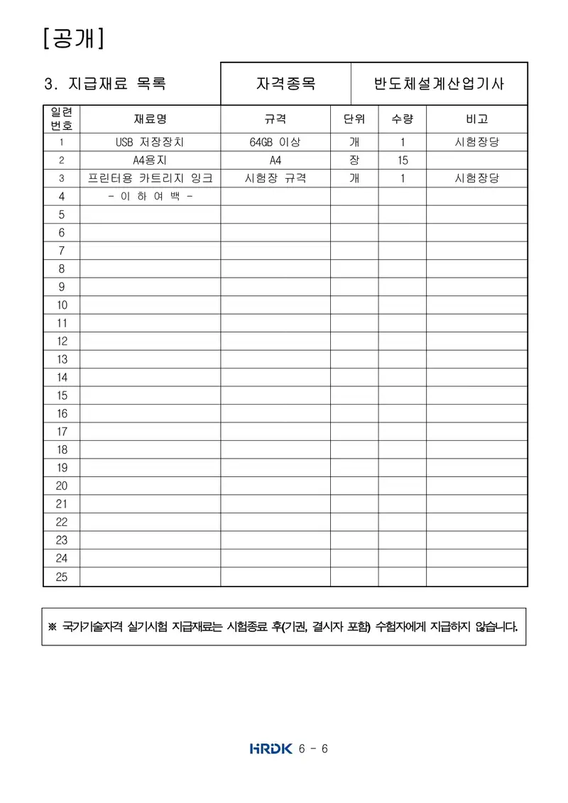 반도체커스텀레이아웃산업기사 공개문제 6쪽 (한국산업인력공단 공식)