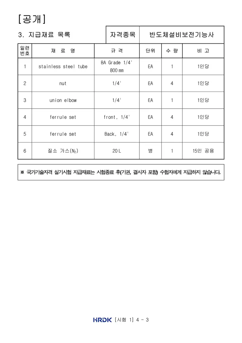 반도체설비보전기능사 공개문제 3쪽 (한국산업인력공단 공식)