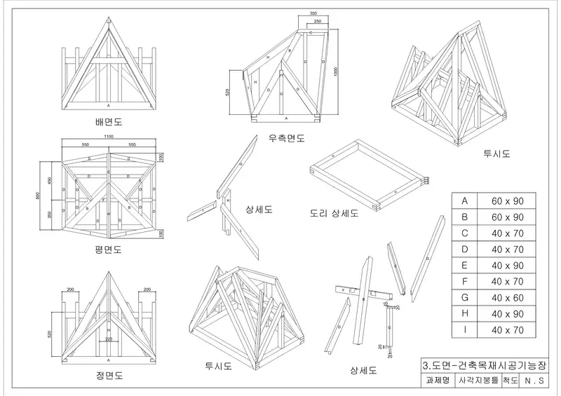 건축목재시공기능장 공개문제 3쪽 (한국산업인력공단 공식)