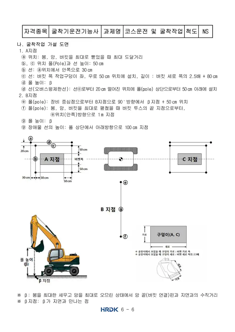 굴착기운전기능사 공개문제 6쪽 (한국산업인력공단 공식)
