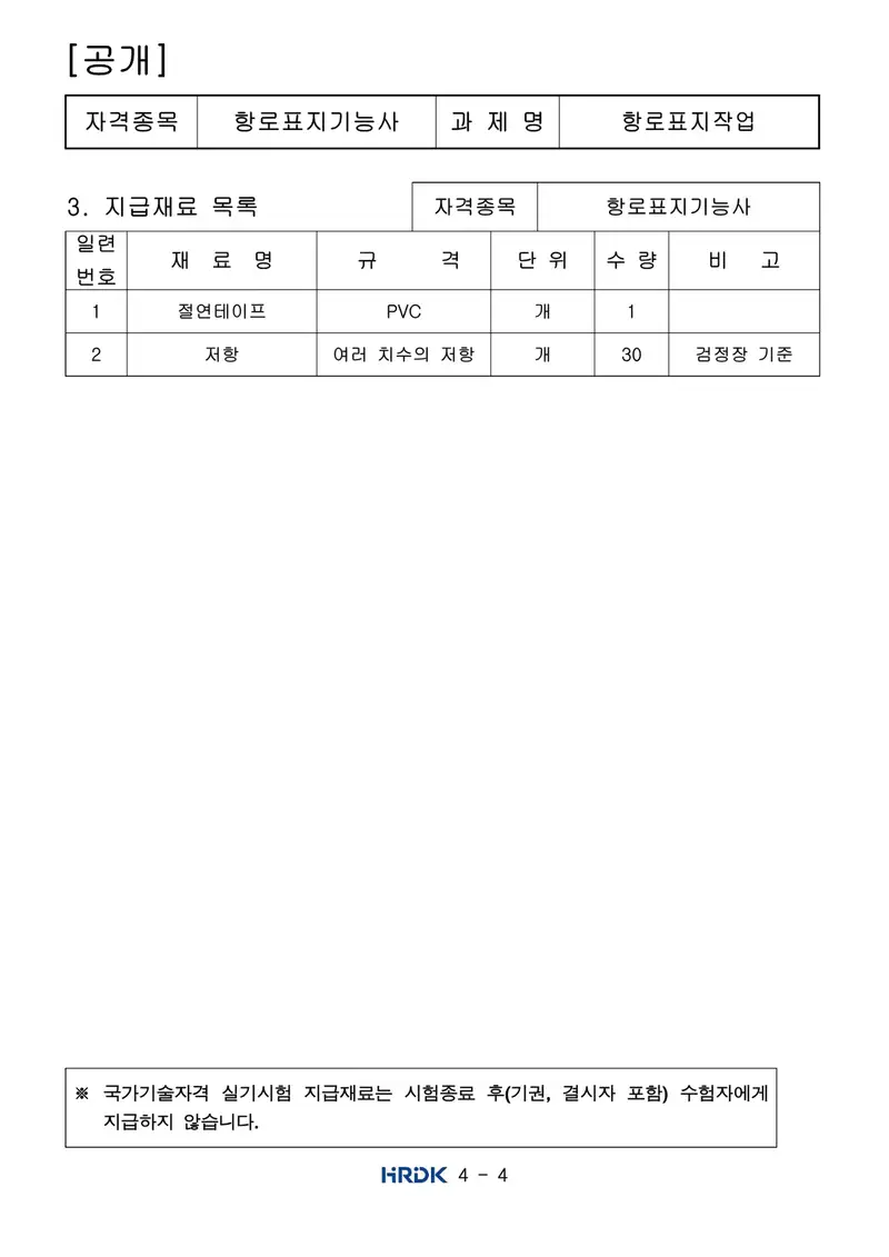 항로표지기능사 공개문제 4쪽 (한국산업인력공단 공식)