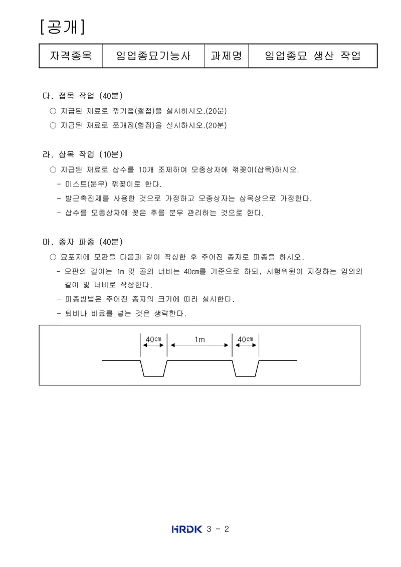 임업종묘기능사 공개문제 2쪽 (한국산업인력공단 공식)