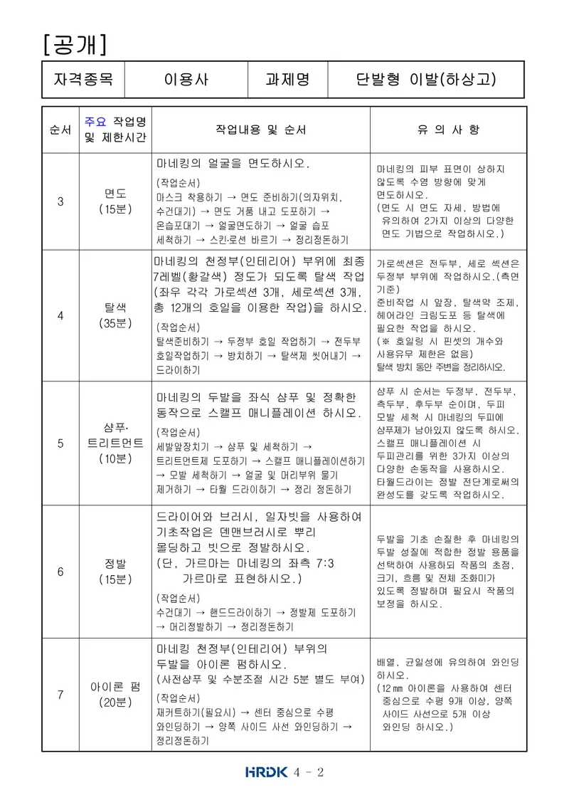 이용사 공개문제 2쪽 (한국산업인력공단 공식)