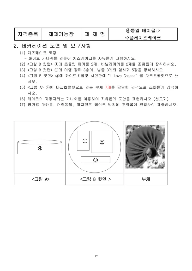 제과기능장 공개문제 19쪽 (한국산업인력공단 공식)