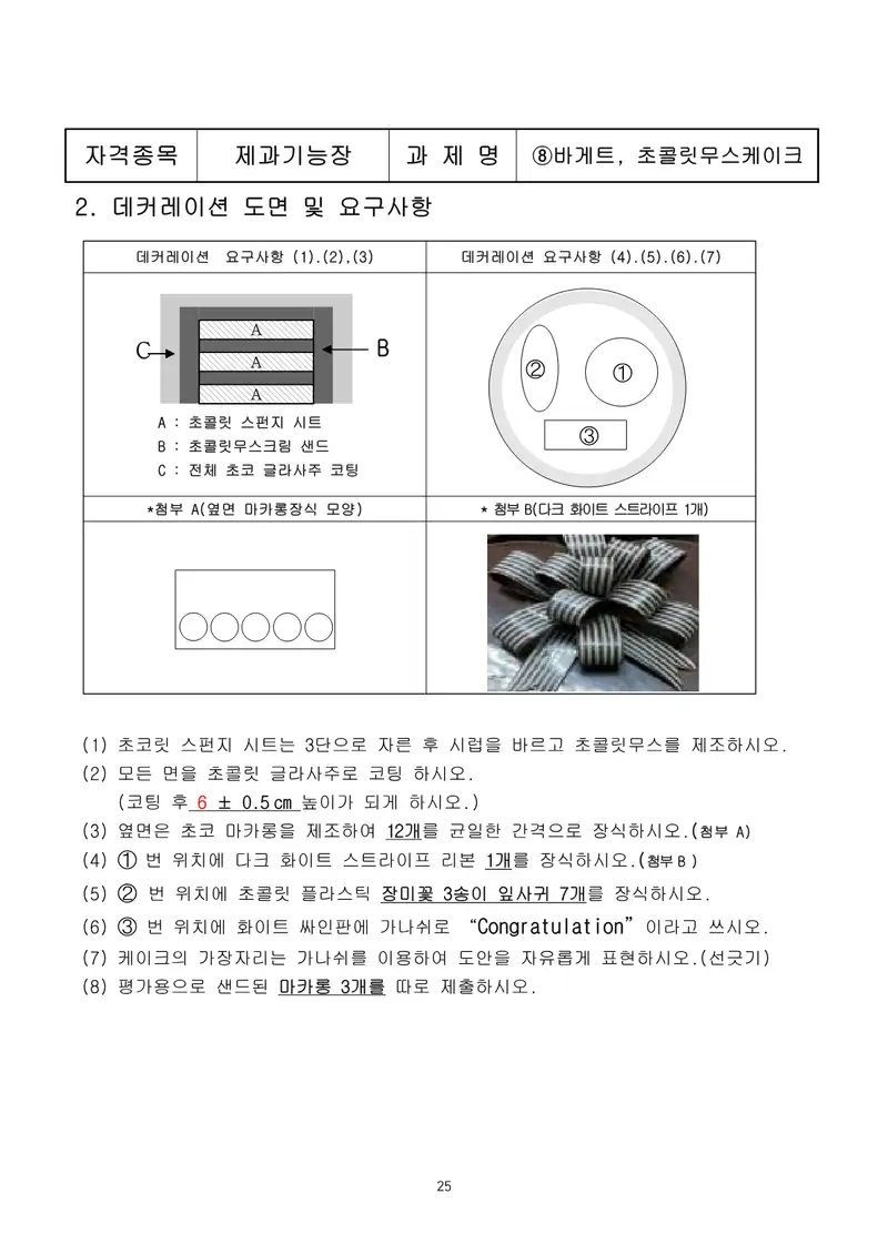 제과기능장 공개문제 25쪽 (한국산업인력공단 공식)