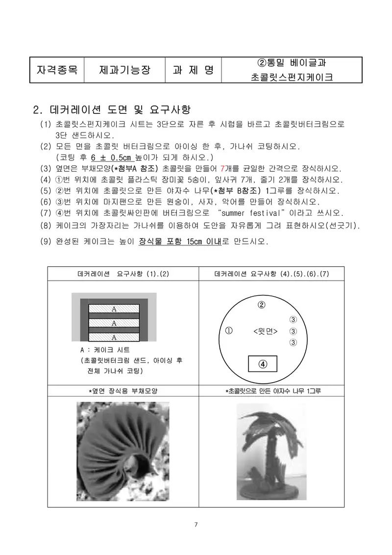 제과기능장 공개문제 7쪽 (한국산업인력공단 공식)