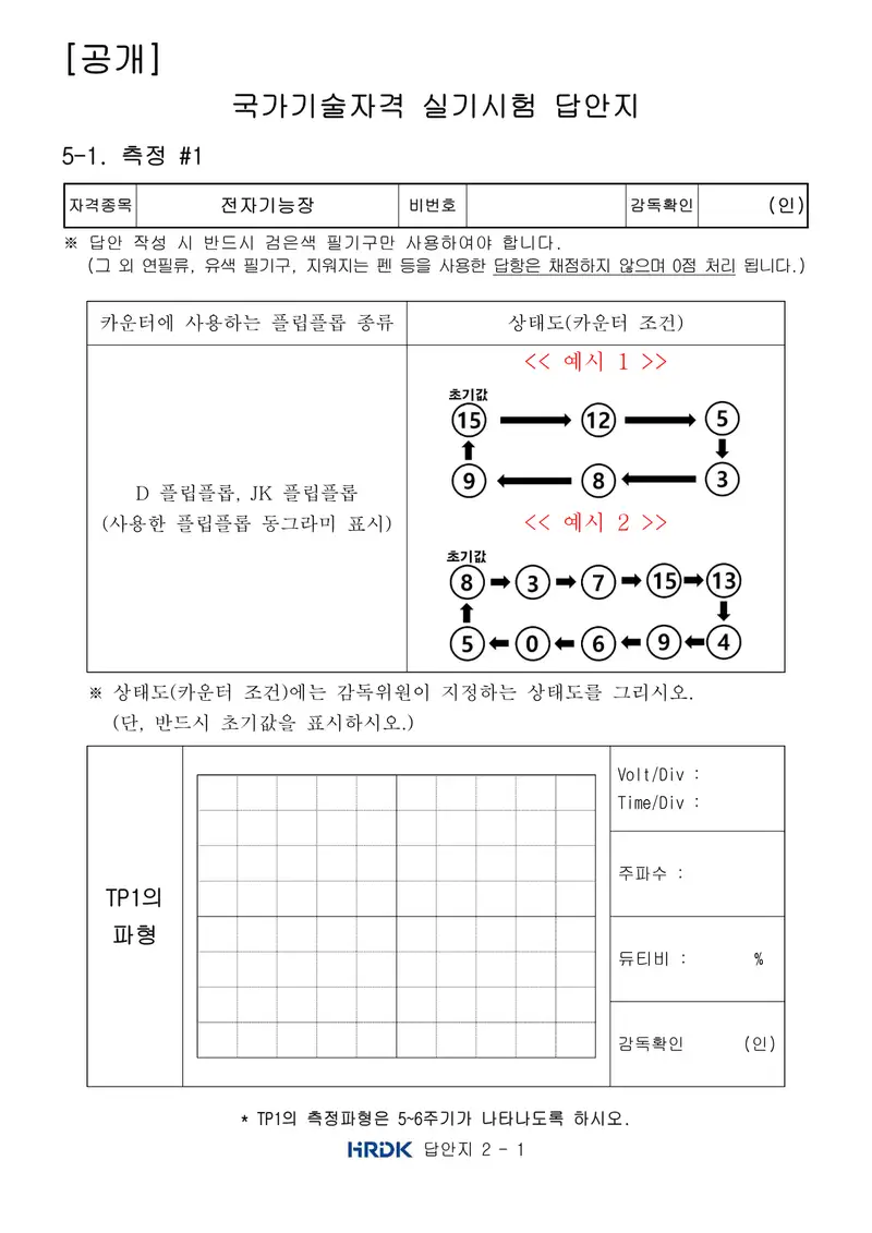 전자기능장 공개문제 9쪽 (한국산업인력공단 공식)