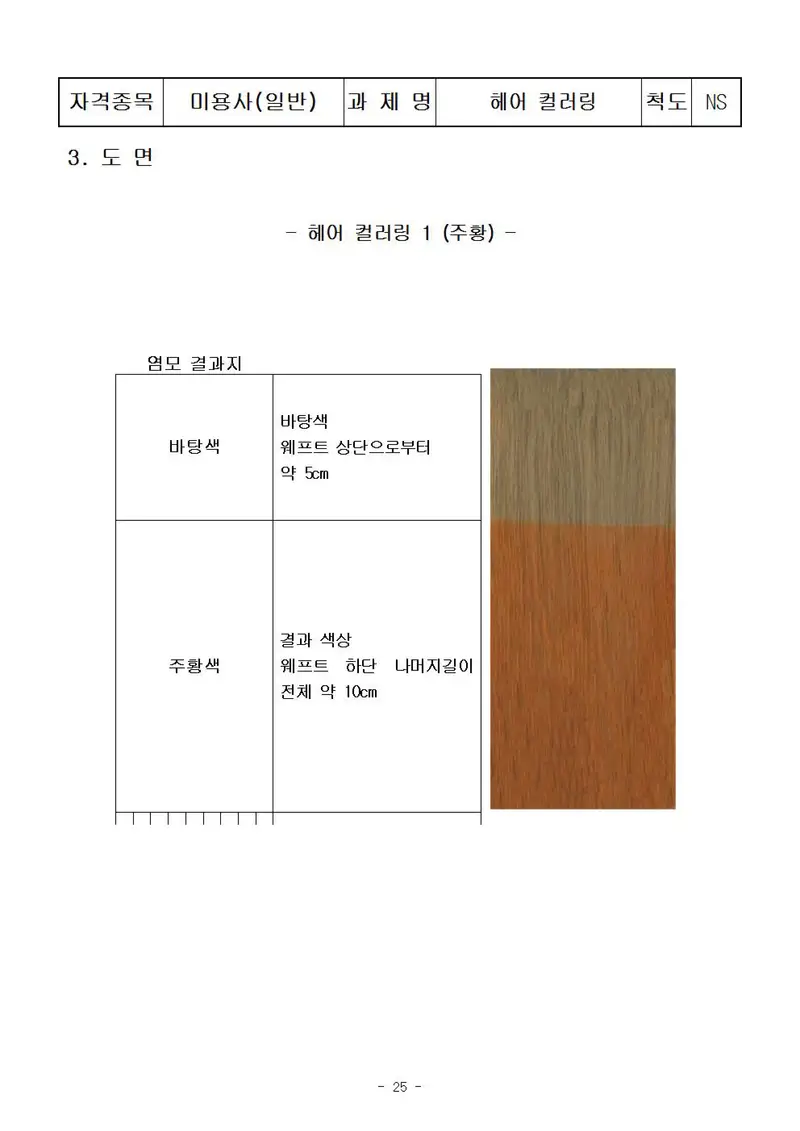 미용사(일반) 공개문제 25쪽 (한국산업인력공단 공식)