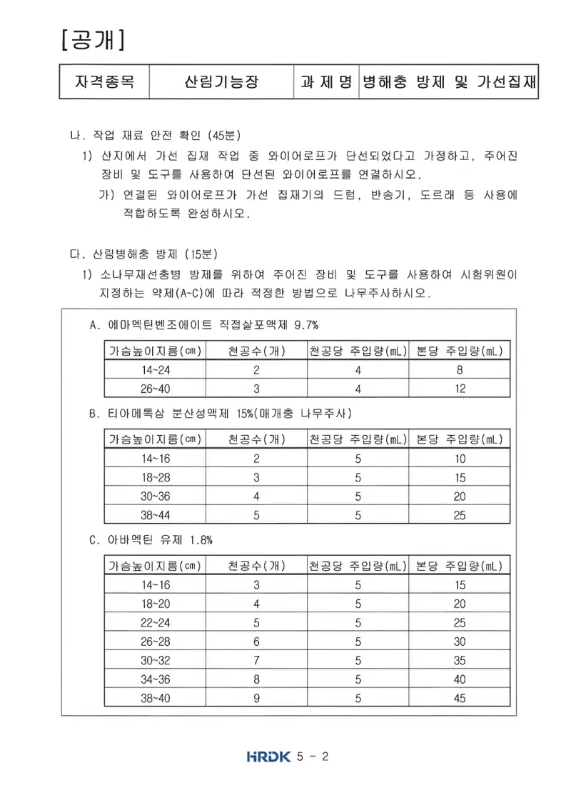 산림기능장 공개문제 2쪽 (한국산업인력공단 공식)
