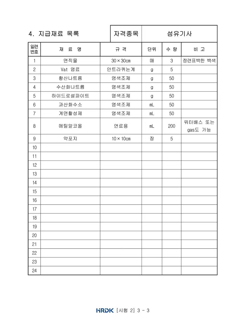 섬유기사 공개문제 6쪽 (한국산업인력공단 공식)
