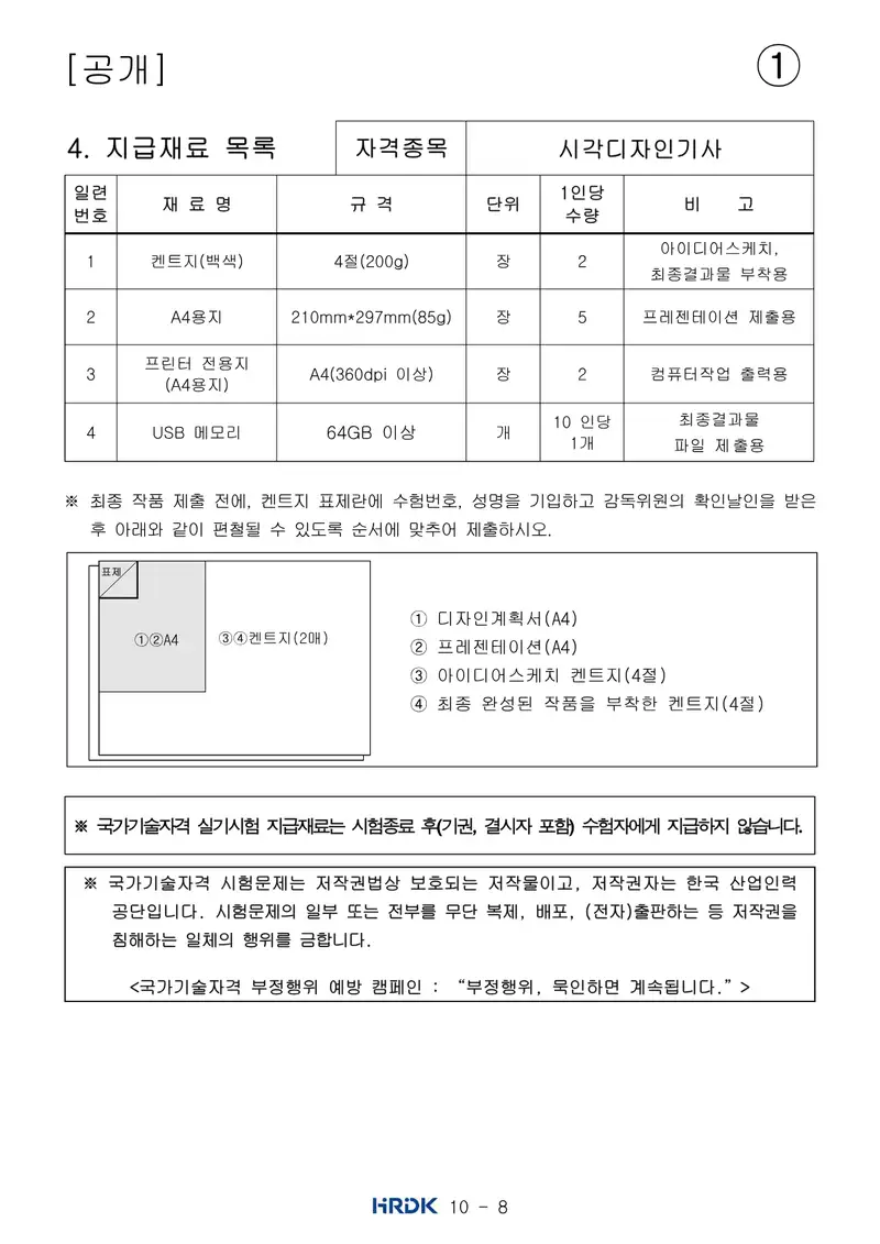 시각디자인기사 공개문제 8쪽 (한국산업인력공단 공식)