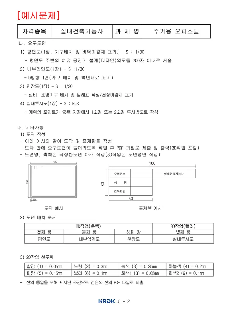 실내건축기능사 공개문제 2쪽 (한국산업인력공단 공식)